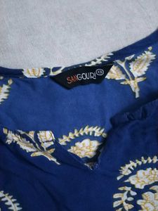 Blue Kurta with Floral Print