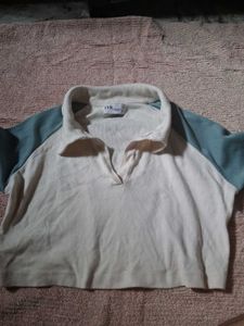 Graphic Heart v neck white crop top