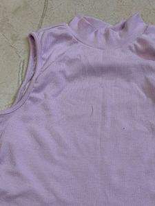 Lavender Ribbed Mock Neck Tank Top