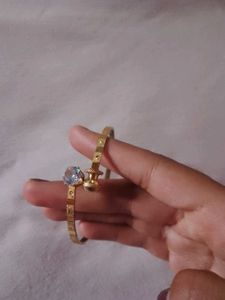 Elegant Gold Bangle with Crystal Accent