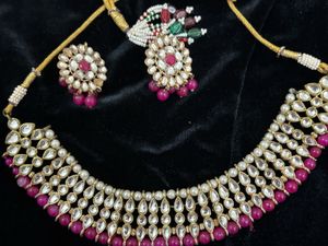 Exquisite Kundan & Pearl Necklace Set- Navaratri c