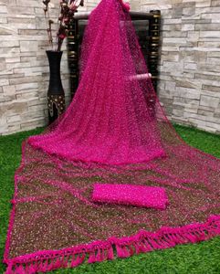 Sparkling Pink Net Saree