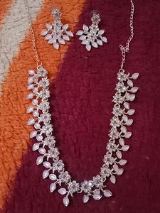 Baby Pink Floral Design Set with Earrings