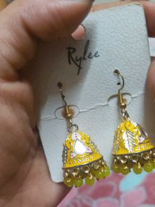 Vibrant Yellow Jhumka Earrings