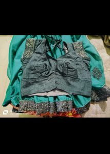 Elegant Teal Saree with Embellished Blouse
