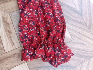 Red Printed Over Size Top For Women