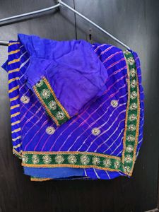 Elegant Blue Embellished Saree