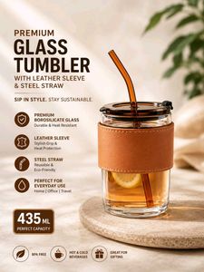 Premium Glass Tumbler with Leather Sleeve