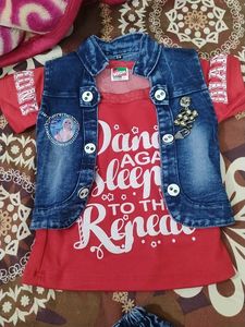 Girls Denim Jacket & T-Shirt Set