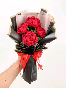 Handmade Crocheted Rose Bouquet