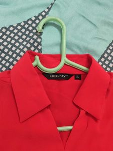 Classic Red Button-Up Tunic
