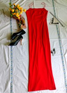 Urbanic Blazing Red Party Side Slit Dress