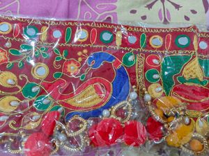 Embroidered Peacock toran for Entrance Door