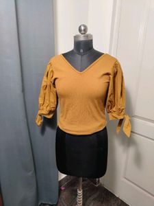 westside Mustard Yellow Puff Sleeve top