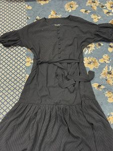 Black Belted Midi Dress