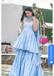 Blue Printed Sharara Set