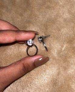 Combo Y2k aesthetic rings and stud