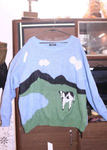 Cow Landscape Knit Sweater