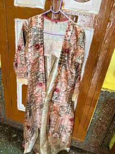 Elegant Pink Coord Set  with Printed Jacket