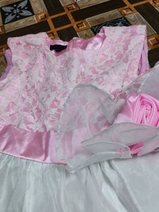 Elegant Pink &amp; White Party Dress