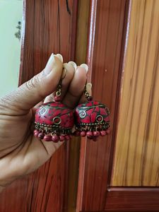 Red Jhumka Earrings