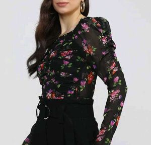 Floral Long Sleeve Crop Top