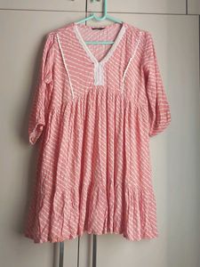 Pink Striped Cotton Kurta