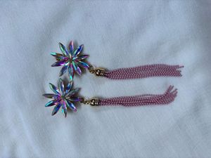 Sparkling Flower Tassel Earrings