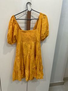 Orange Eyelet Tiered Mini Dress- similar to zara