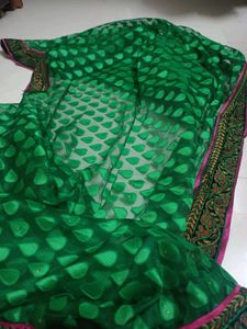 Green Saree with Pink Blouse