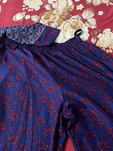 Blue Floral Print Kurti Top