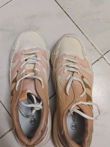 Stylish Pink &amp; Cream Sneakers