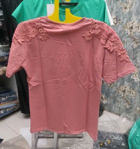 Pink Lace Detail Tee