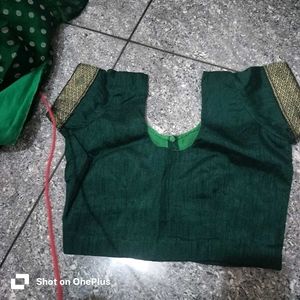 Elegant Emerald Green Saree with Silver.  special
