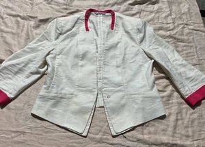 Elegant White & Pink Blazer