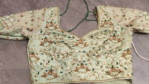 pista Green jardoshi hand work Embroidered Lehenga