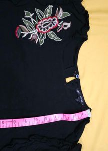 Embroidered Black Long Sleeve Top