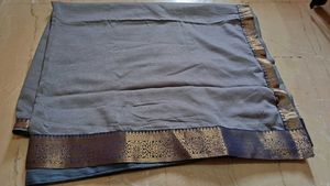 Elegant Grey Saree with Gold Border