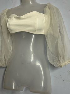 SHEIN BRANDED White Off-Shoulder Puff Sleeve Crop