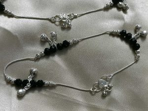Stunning Black Crystal Anklets with bells