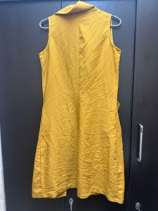 mustard yellow longline sleeveless duster/shrug