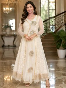 Elegant Cream Ethnic Gown