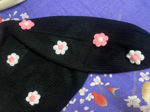 Floral Embellished Black Cardigan