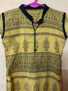 Yellow Printed Kurta