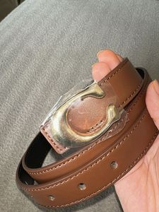 Classic Brown Leather Belt with Gold Buckle