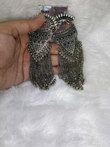 Boho Oxidized Silver Jhumka Earrings(original)