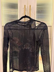 Sheer Floral Print Long Sleeve Top