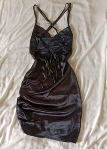 Sexy Cowl Neck Satin Dress