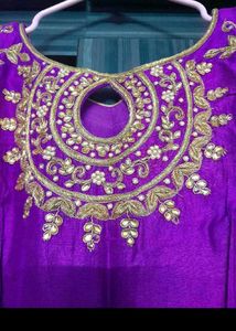 customized Stunning Purple Embroidered Ethnic Gown