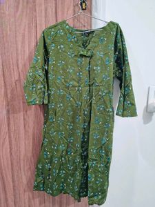 Green Floral Print Kurta